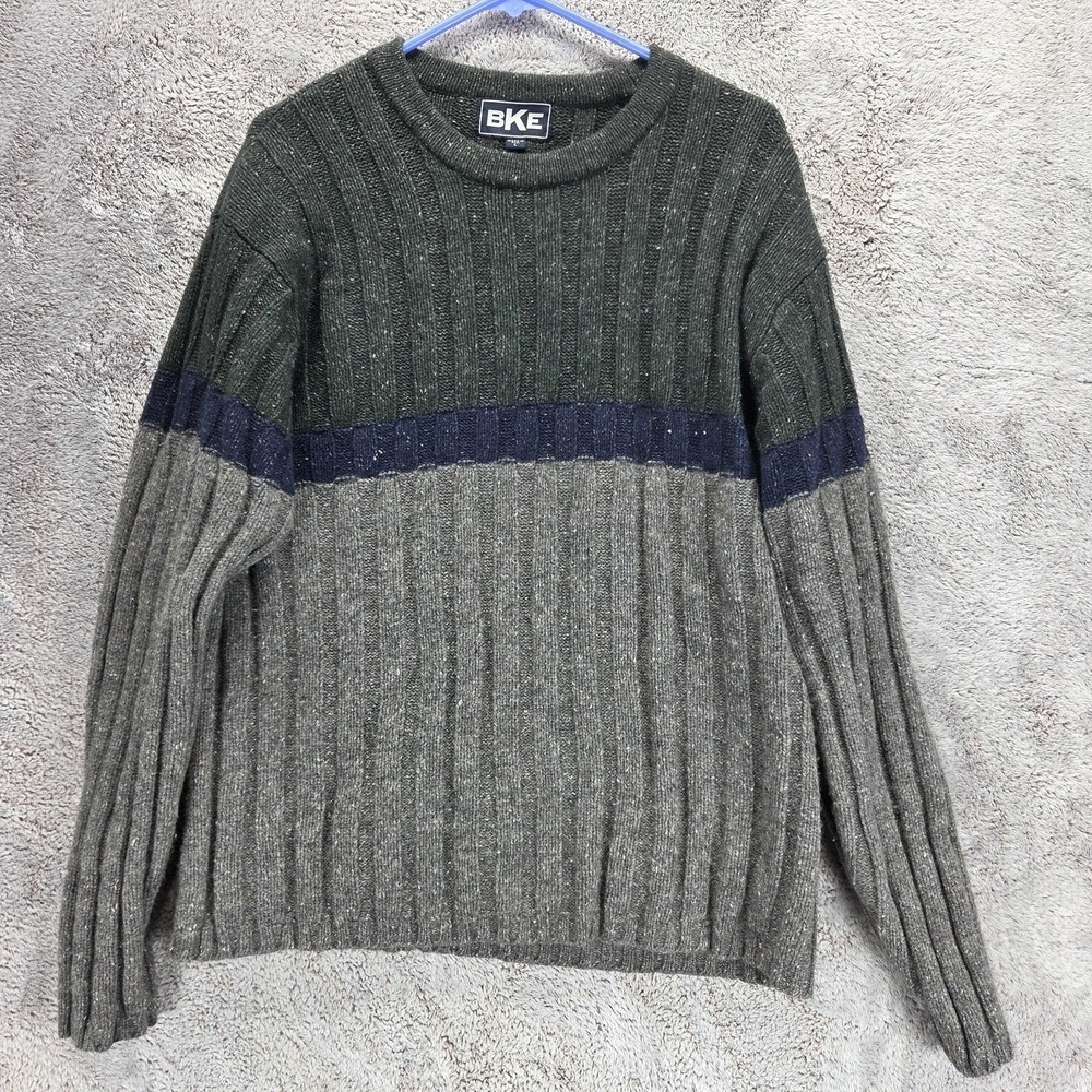 Vintage BKE Rag Sweater Mens L Wool Silk Y2K 90s Winter Rib Knit Fiji